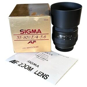 Sigma 35-80mm Lens f4-5.6 Minolta AF Mount + Box‎ & Hood